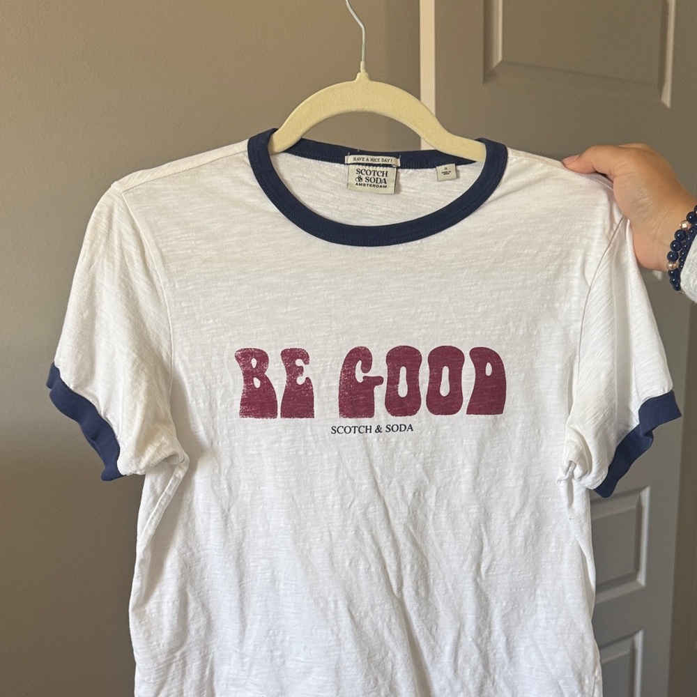 Scotch & Soda Kids White Tee with Navy and Red Accents